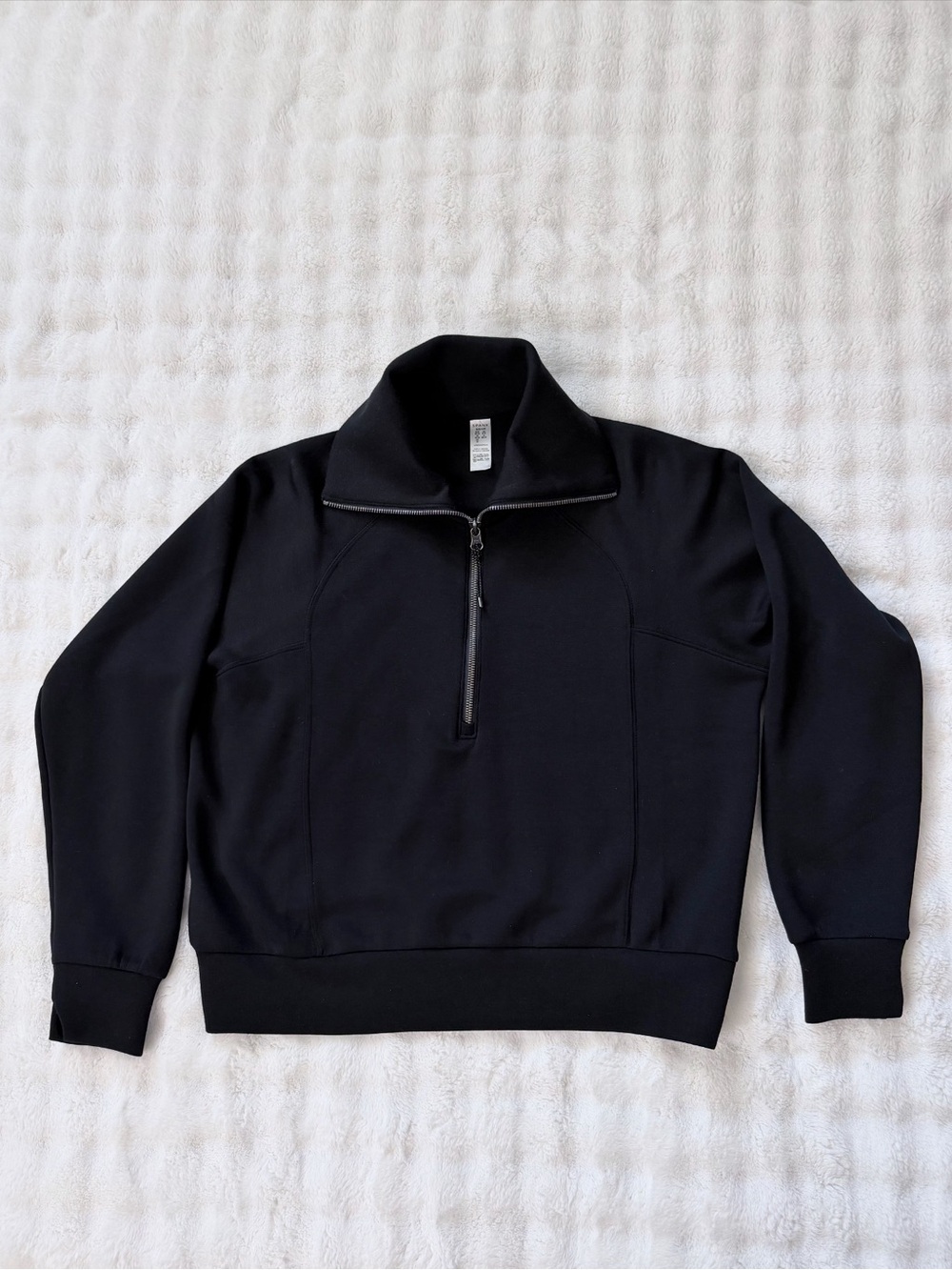 NEW SPANX AirEssentials Half-Zip Sweatshirt Very Black Size Small Coastal Chic - Picture 2 of 16